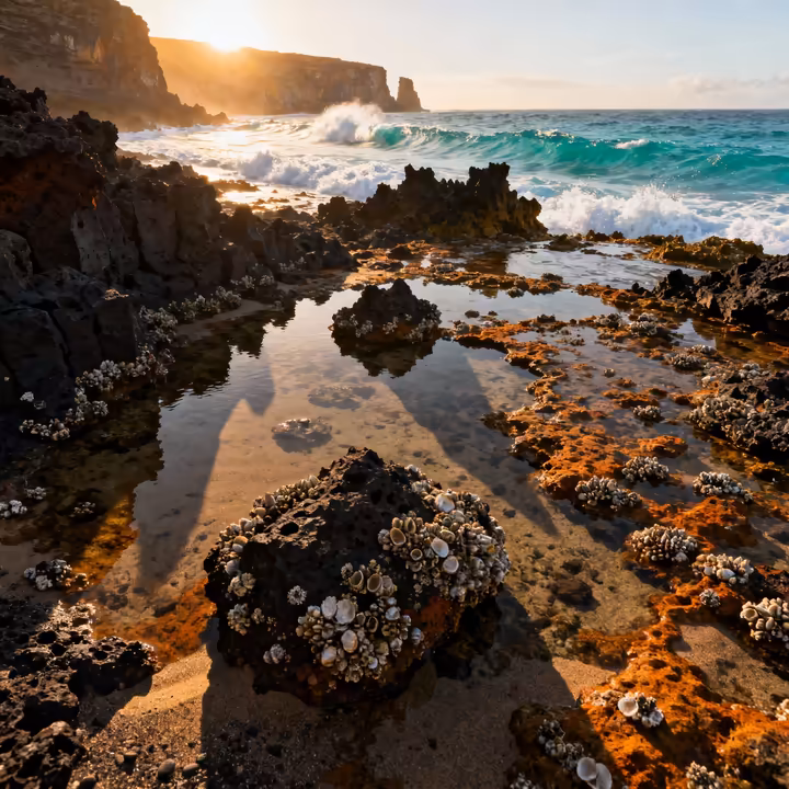 The rugged, rocky coastline of Madagascar at low tide, where Ocean Jasper was discovered.